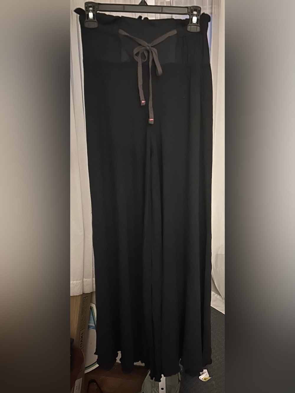 Free People  Black Wide-Leg Drawstring Lounge Pants